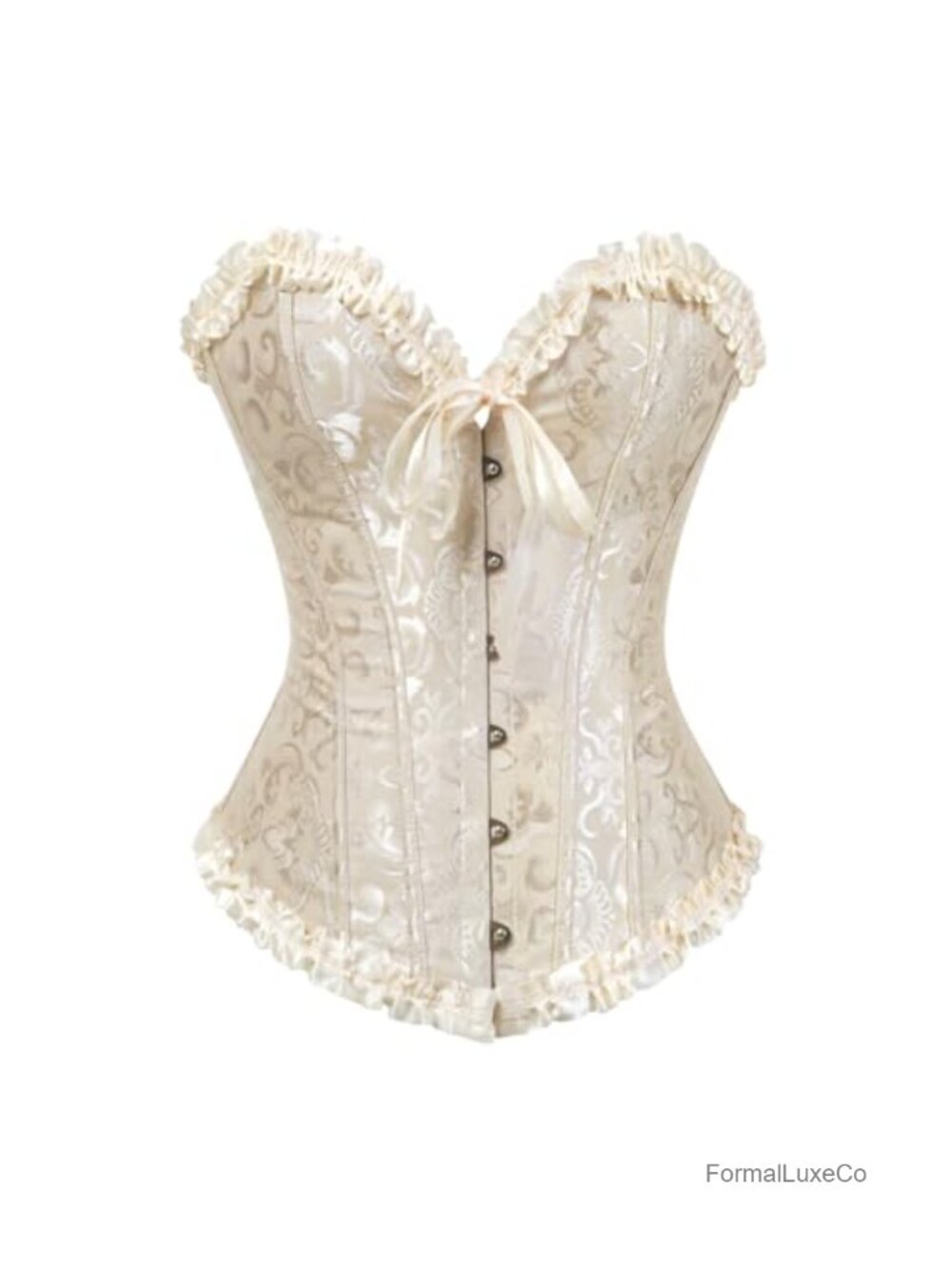 Corset Top Bustier Lingerie Zipper Front Flower Burlesque Vintage Waist Training
